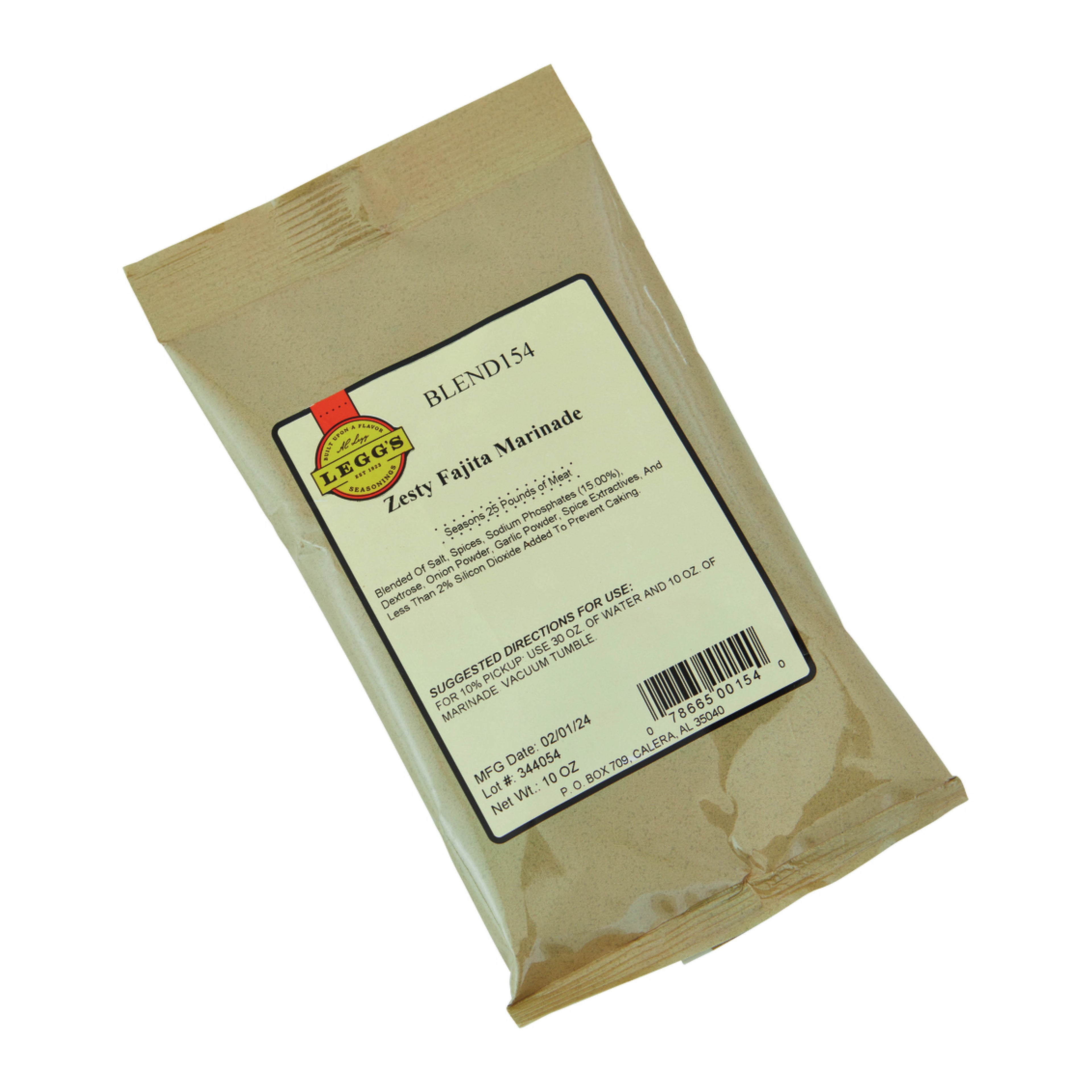 Legg's 001-N-154 Blend 154 Zesty Fajita Marinade Seasoning, 10 oz Bag, 24/Case