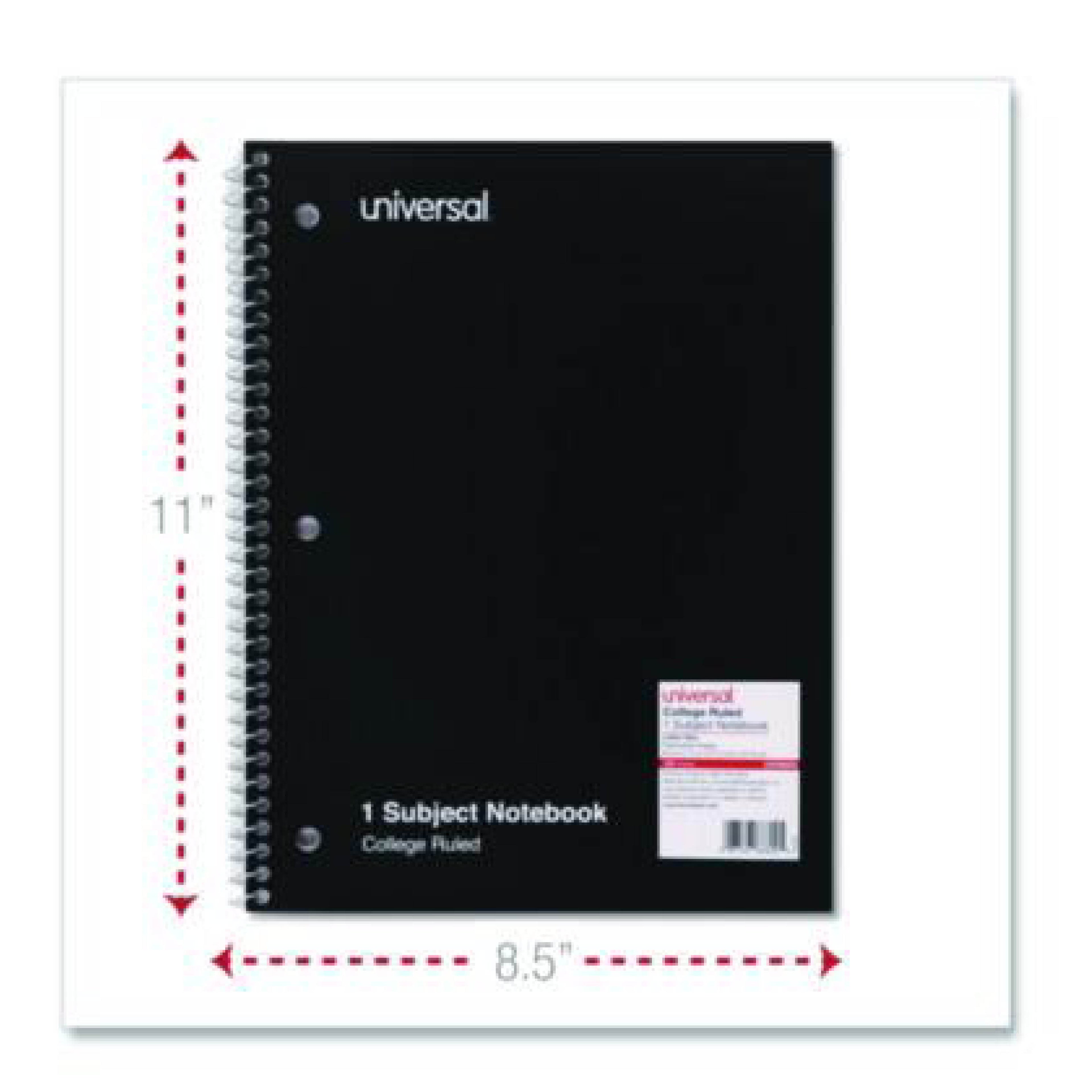 Wirebound Notebooks, 8 1/2" x 11", 1 Subject, College Ruled, 100 Sheets, Assorted Colors, Pack Of 6 Notebooks