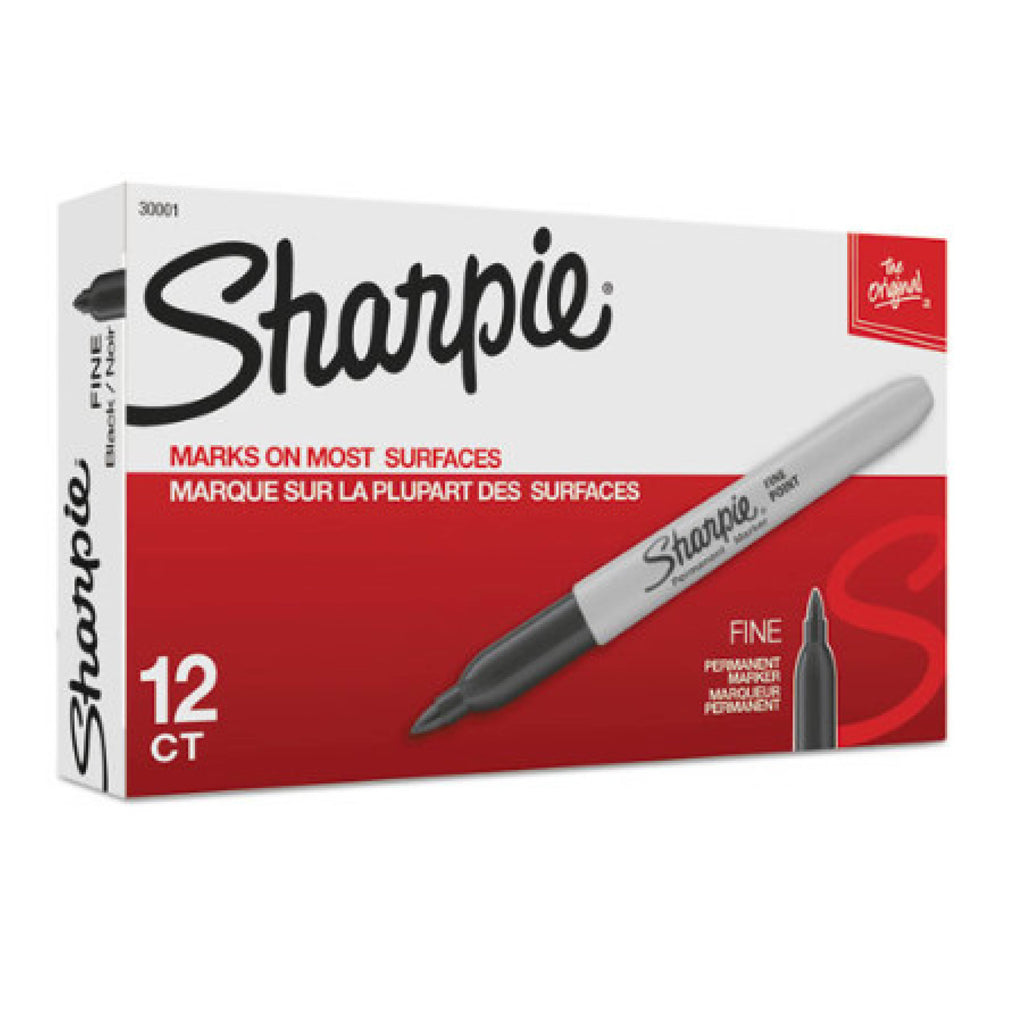 Sharpie 30001 Fine Tip Permanent Marker, Fine Bullet Tip, Black, Dozen