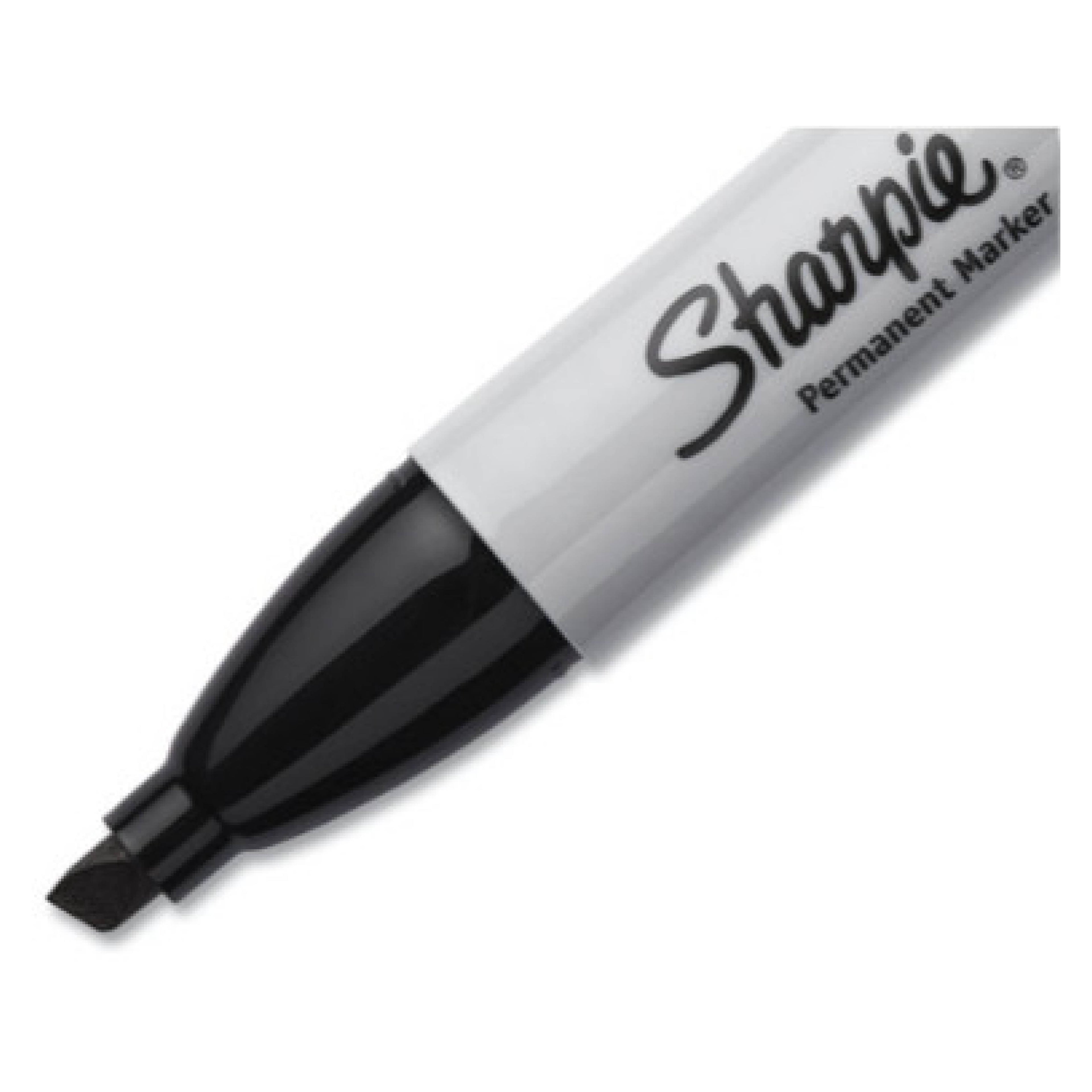 Sharpie 38201 Chisel Tip Permanent Marker, Medium Chisel Tip, Black, Dozen