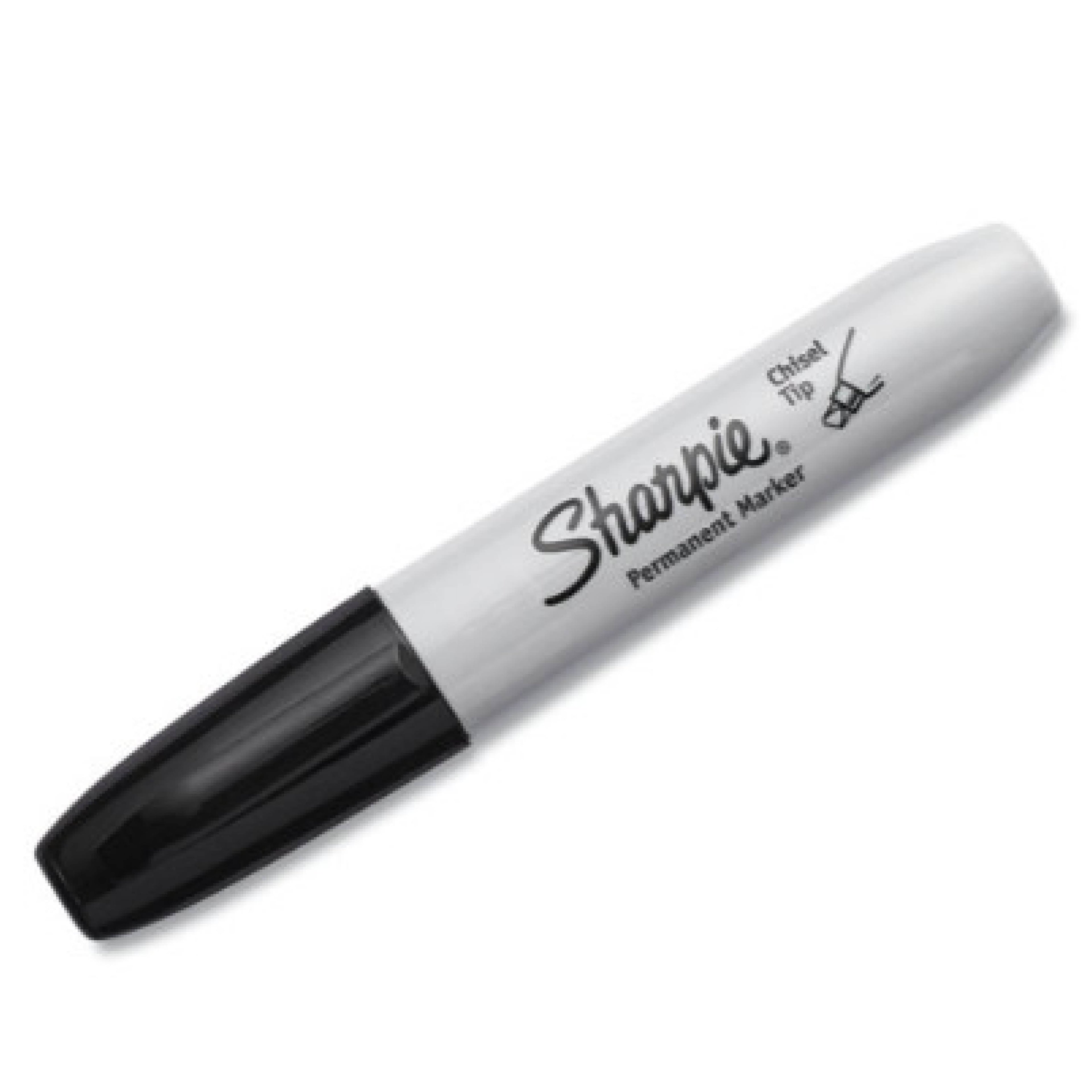 Sharpie 38201 Chisel Tip Permanent Marker, Medium Chisel Tip, Black, Dozen