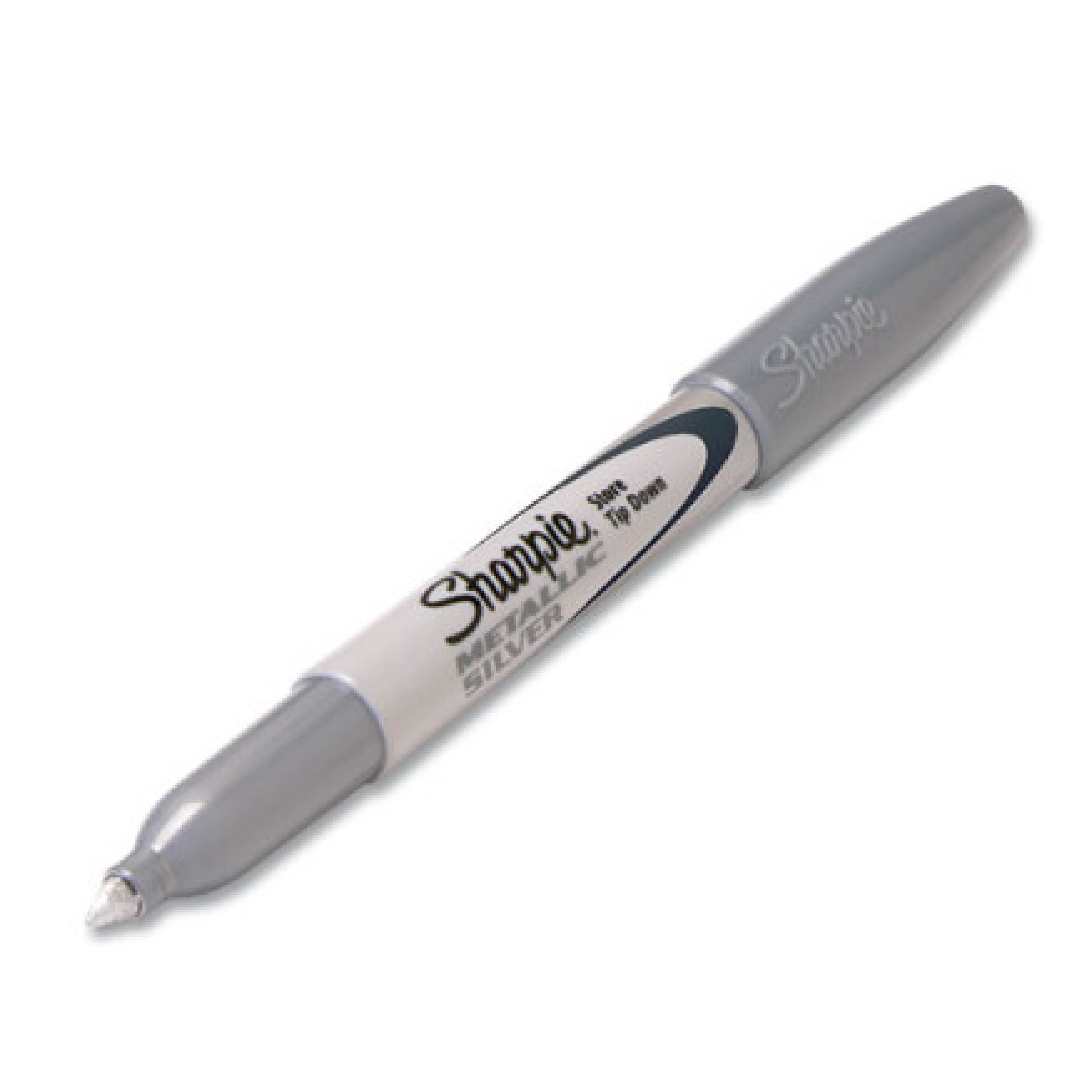 Sharpie 39100 Metallic Fine Point Permanent Markers, Fine Bullet Tip, Metallic Silver, Dozen