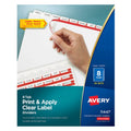 Avery 11557 Print and Apply Clear Label Dividers, Index Maker® Easy Apply™ Printable Label Strip, 8 White Tabs, 50 Sets