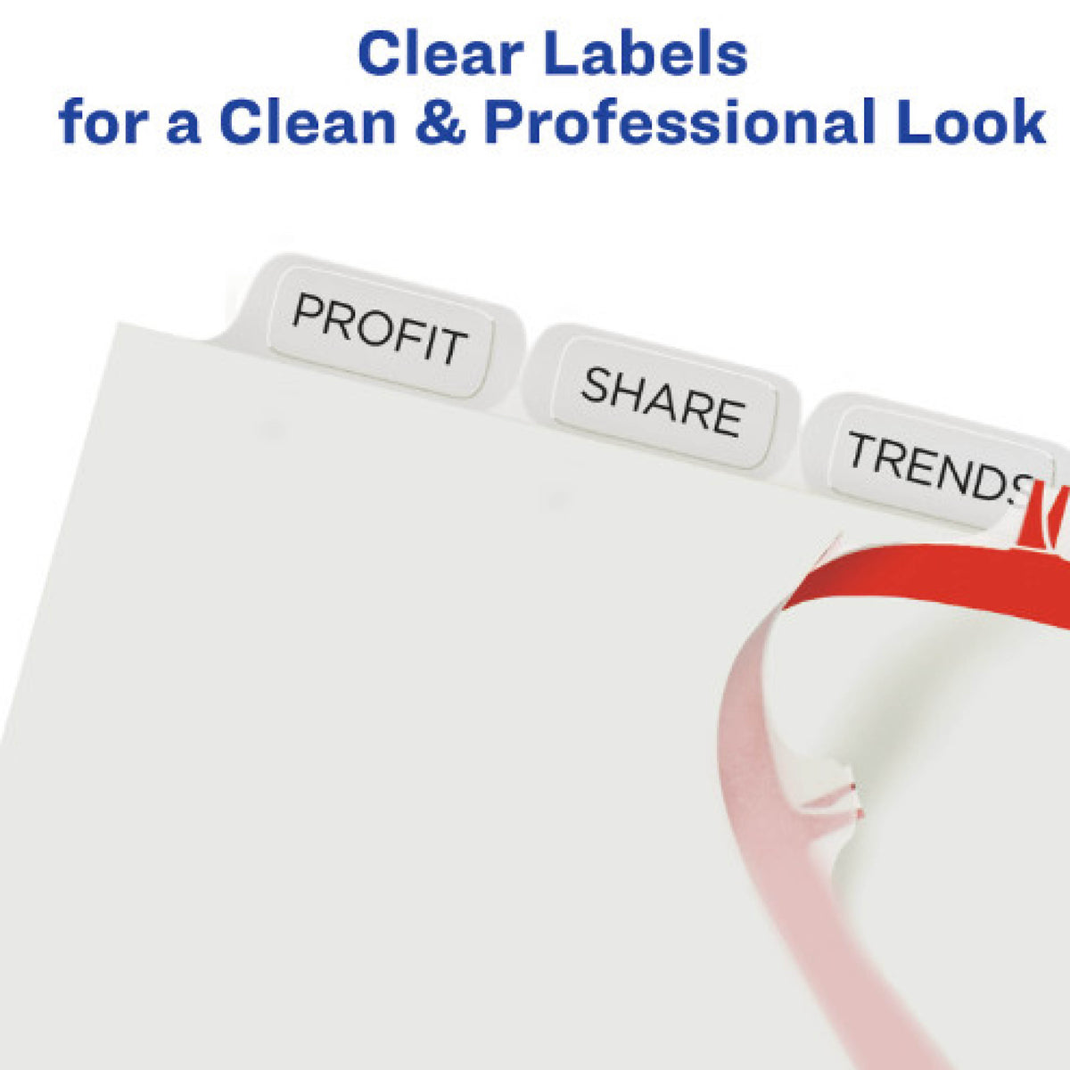 Avery 11557 Print and Apply Clear Label Dividers, Index Maker® Easy Apply™ Printable Label Strip, 8 White Tabs, 50 Sets