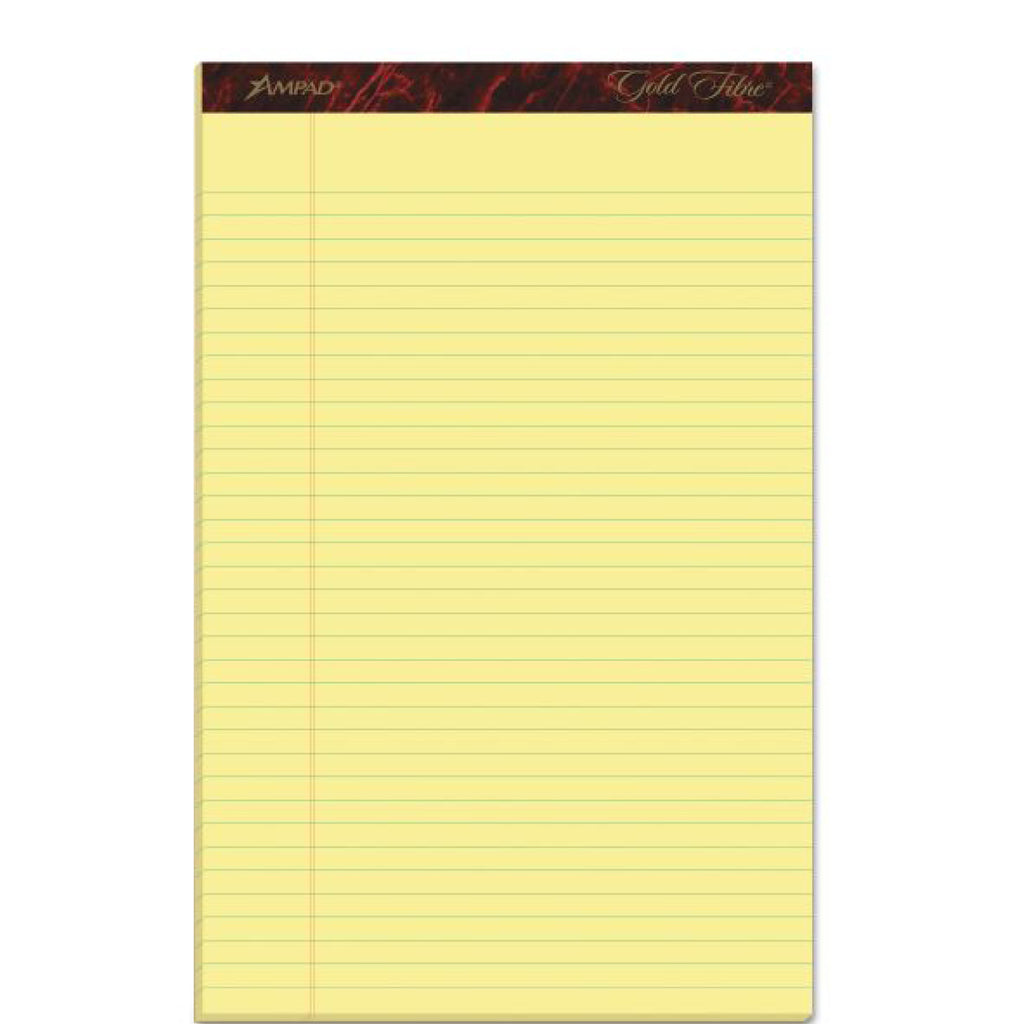 Ampad Gold Fibre Legal Pad, 8.5" x 11.75", White, Dozen