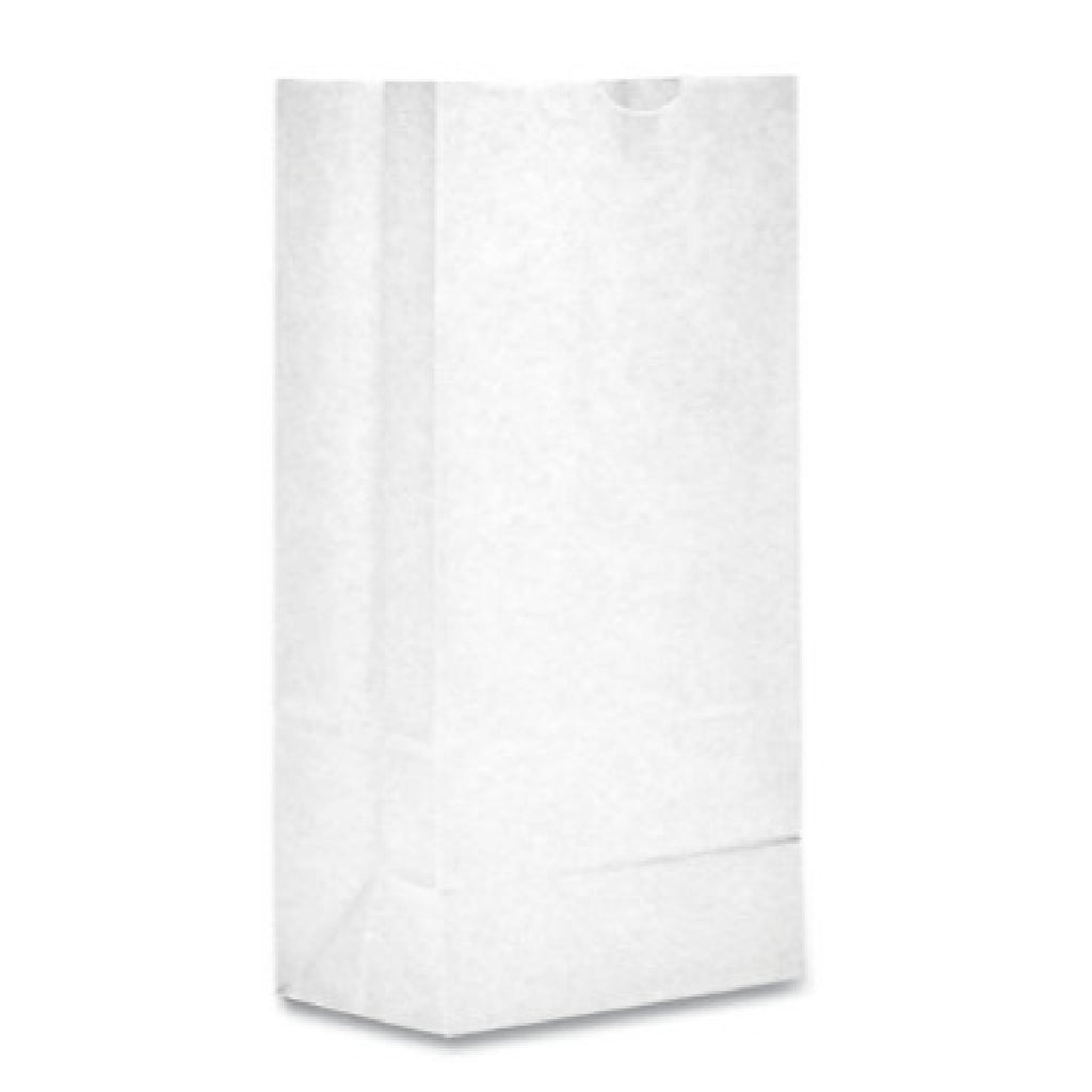 Ross & Wallace BAGGW2500 Grocery Paper Bags, 2# Size, 30# Basis Weight, 4.13" x 2.63" x 7.88", White, 500/Bundle