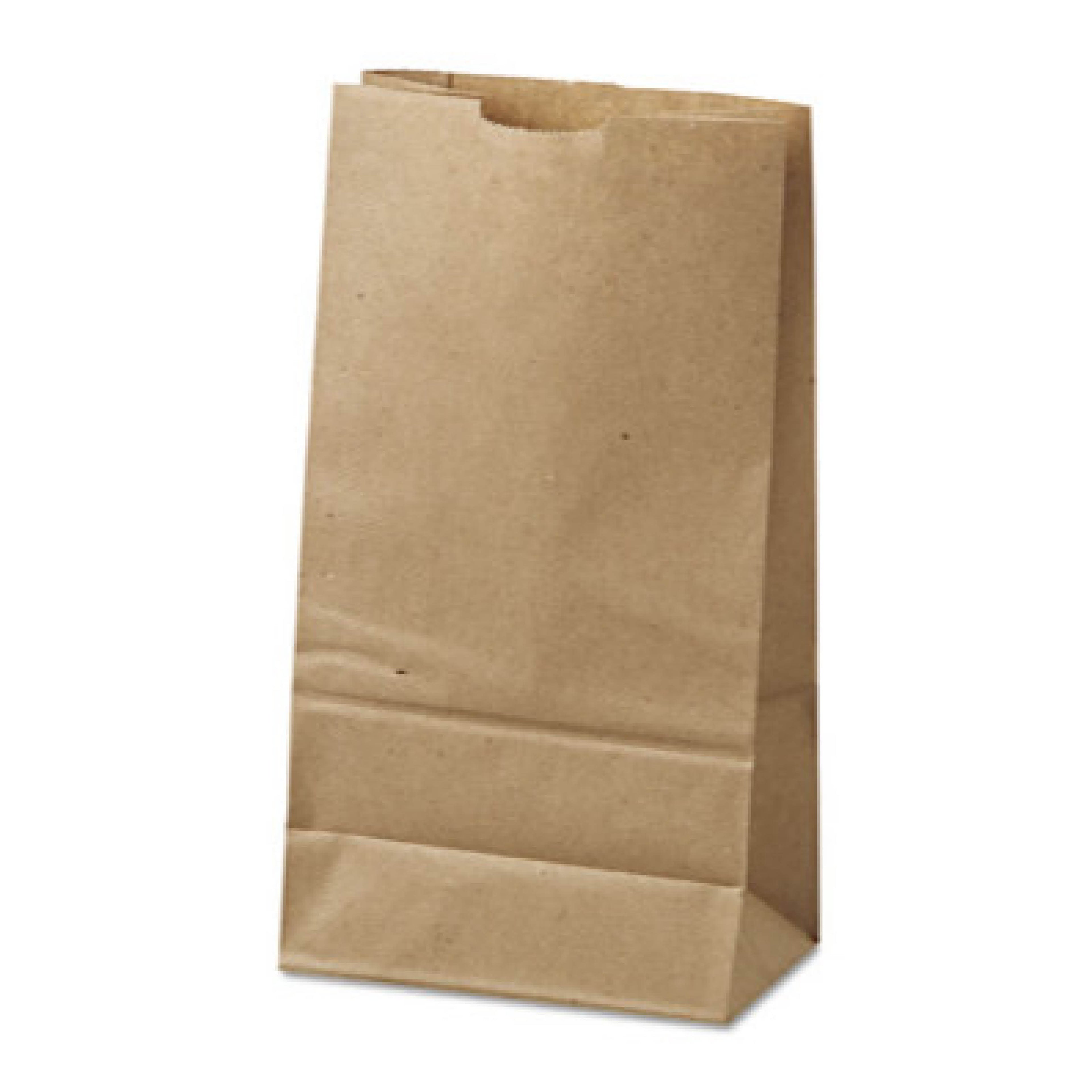 Ross & Wallace BAGGK6500 Grocery Paper Bags, 6# Size, 35# Basis Weight, 5.88" x 3.63" x 11", Kraft, 500/Bundle