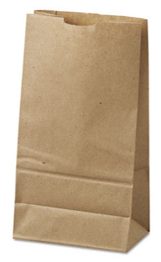 Ross & Wallace BAGGK6500 Grocery Paper Bags, 6# Size, 35# Basis Weight, 5.88" x 3.63" x 11", Kraft, 500/Bundle