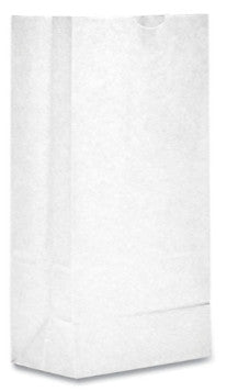 Ross & Wallace BAGGW2500 Grocery Paper Bags, 2# Size, 30# Basis Weight, 4.13" x 2.63" x 7.88", White, 500/Bundle