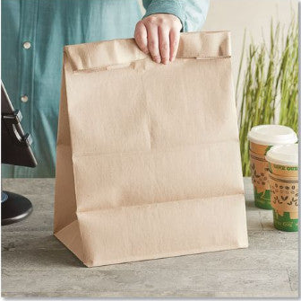 Ross & Wallace BAGSK1657 Grocery Paper Bags, 1/6 BBL Size, 57# Basis Weight, 12" x 7" x 17", Kraft, 500/Bundle