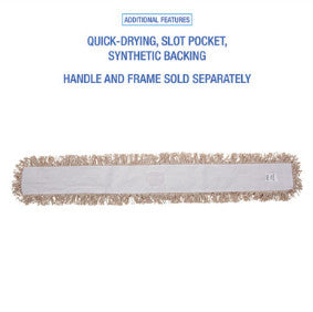 Boardwalk BWK1360 Industrial Dust Mop Head, Hygrade Cotton, 60w x 5d, White