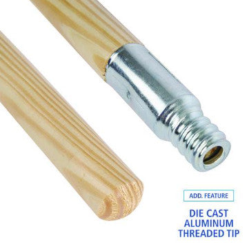 Boardwalk BWK136 Metal Tip Threaded Hardwood Broom Handle, 0.94" dia x 60", Natural