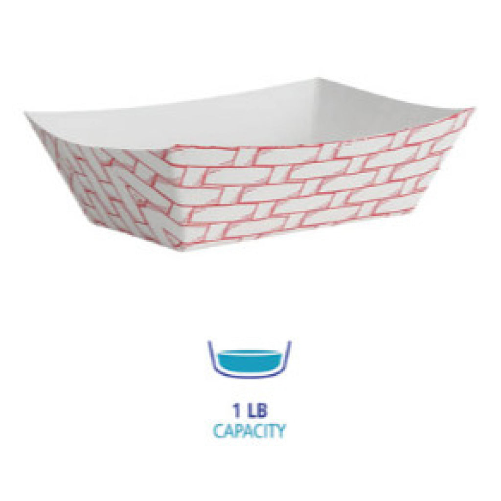 Boardwalk BWK30LAG100 #100 Food Tray, Red & White, 1 lb Capacity, 1,000/Case