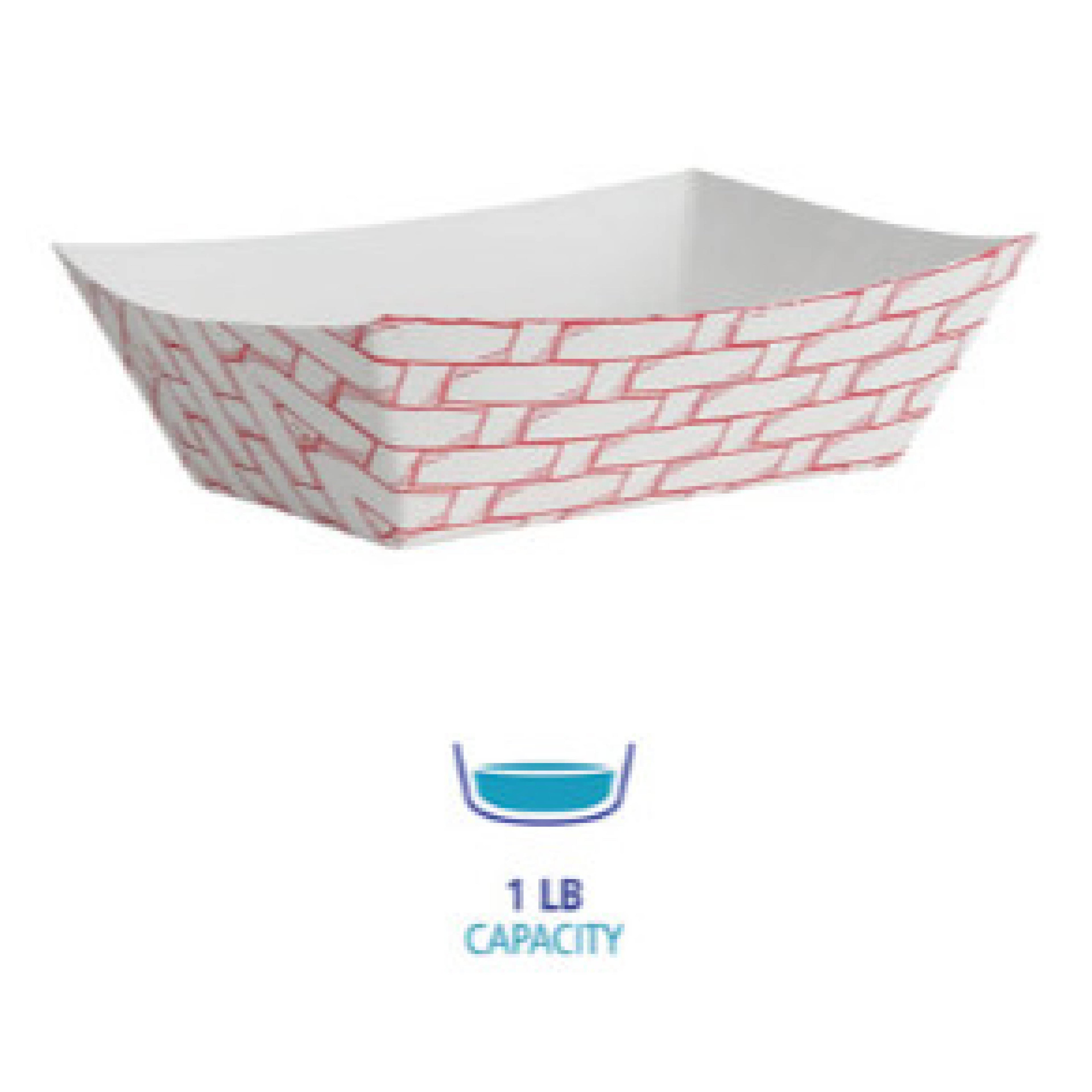 Boardwalk BWK30LAG100 #100 Food Tray, Red & White, 1 lb Capacity, 1,000/Case