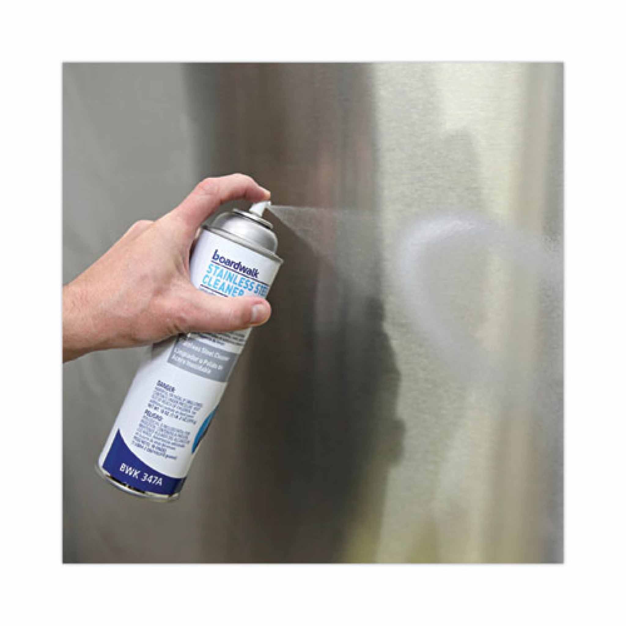 Boardwalk Stainless Steel Cleaner and Polish, Water-in-Oil Based, 18 oz Aerosol Spray, 12/Carton