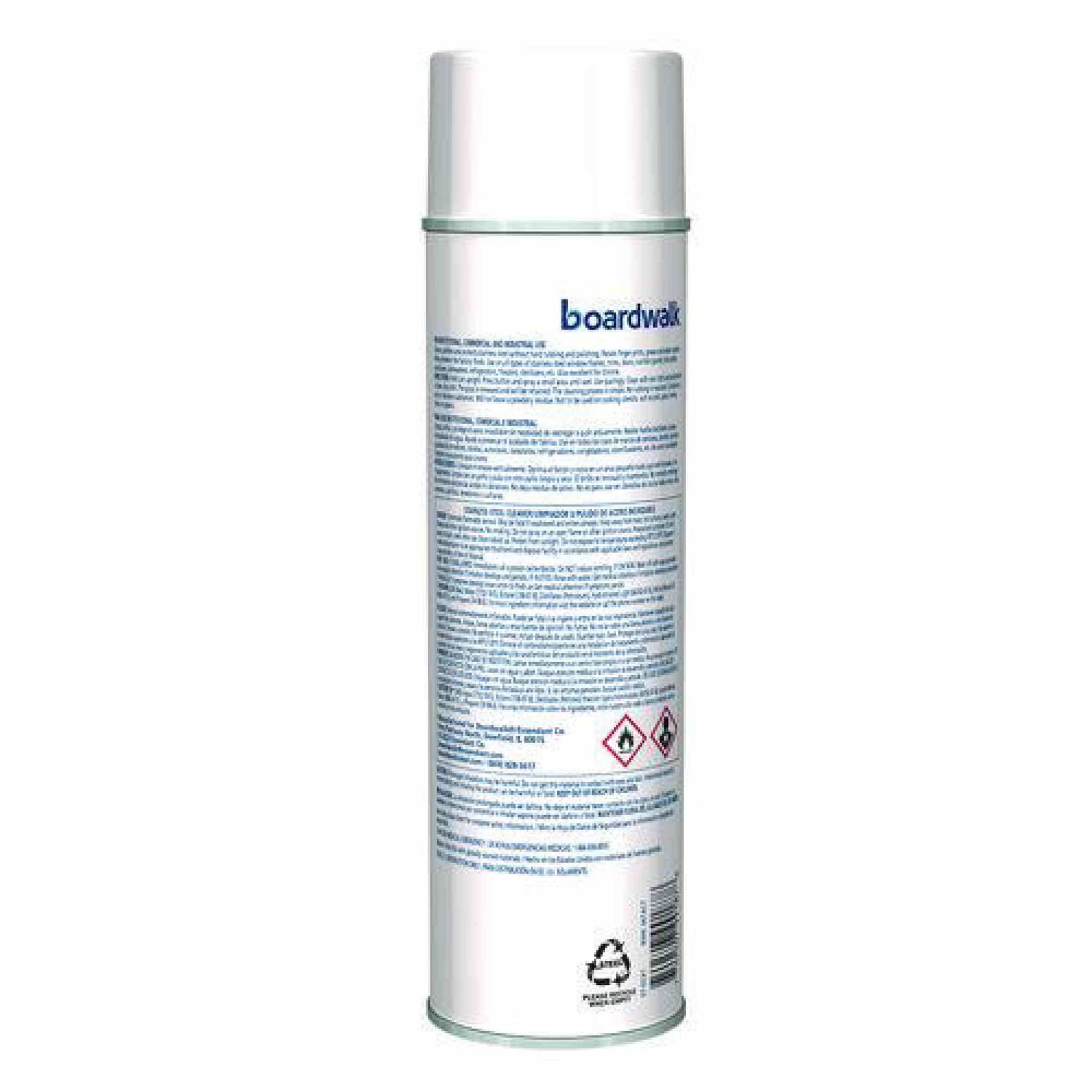 Boardwalk Stainless Steel Cleaner and Polish, Water-in-Oil Based, 18 oz Aerosol Spray, 12/Carton