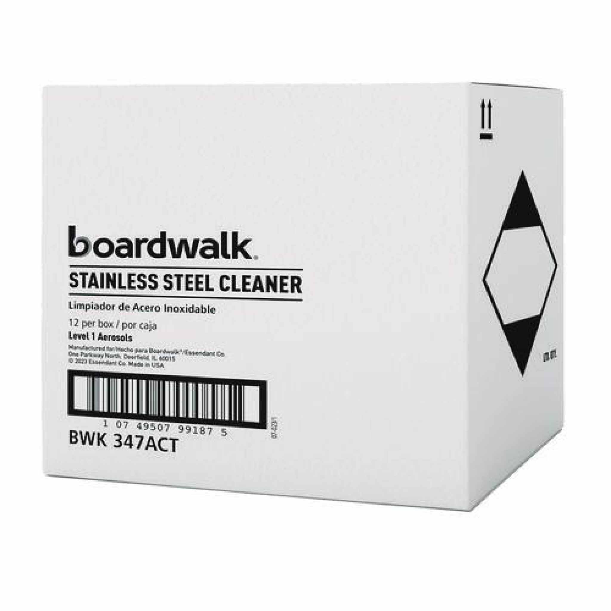 Boardwalk Stainless Steel Cleaner and Polish, Water-in-Oil Based, 18 oz Aerosol Spray, 12/Carton