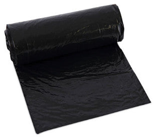 Boardwalk BWK510 Low-Density Waste Can Liners, 16 gal, 1 mil, 24" x 32", Black, Perforated Roll, 10 Bags/Roll, 15 Rolls/Carton