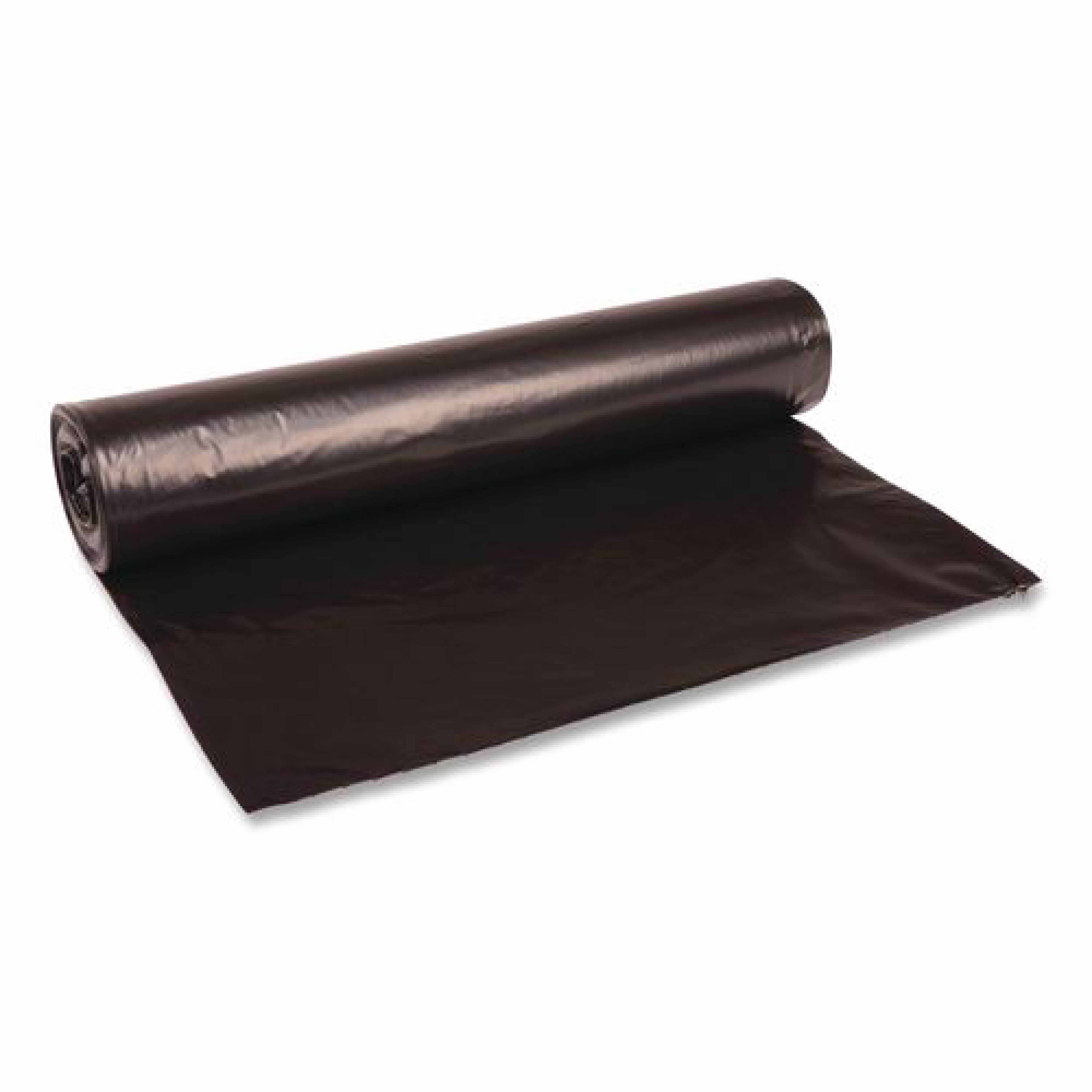 Boardwalk Recycled Low-Density Polyethylene Can Liners, 56 gal, 1.2 mil, 43" x 47", Black, Perforated, 10 Bags/Roll, 10 Rolls/Carton