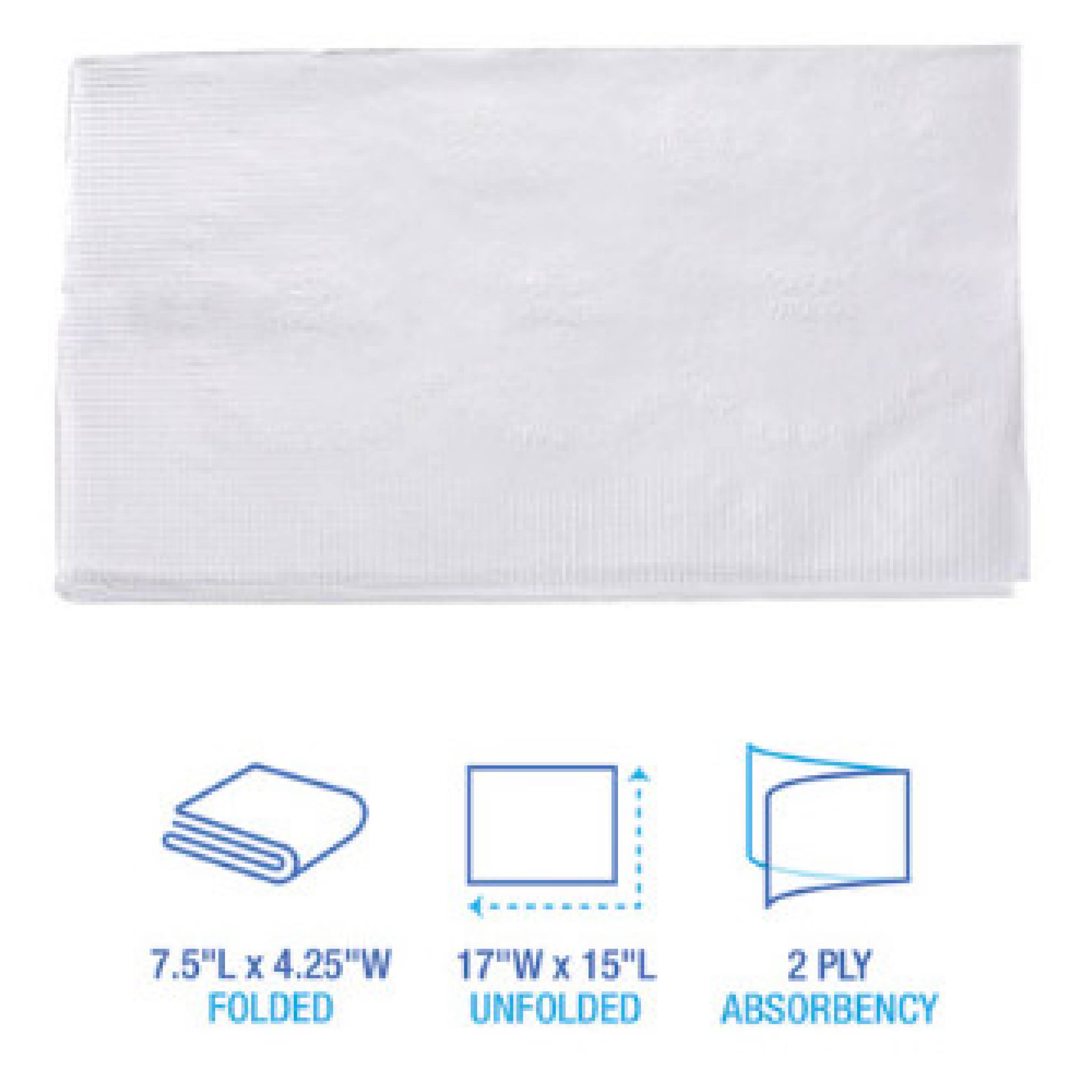 Boardwalk BWK8321W Dinner Napkin, 2-Ply, 15 x 17, White, 3,000/Case