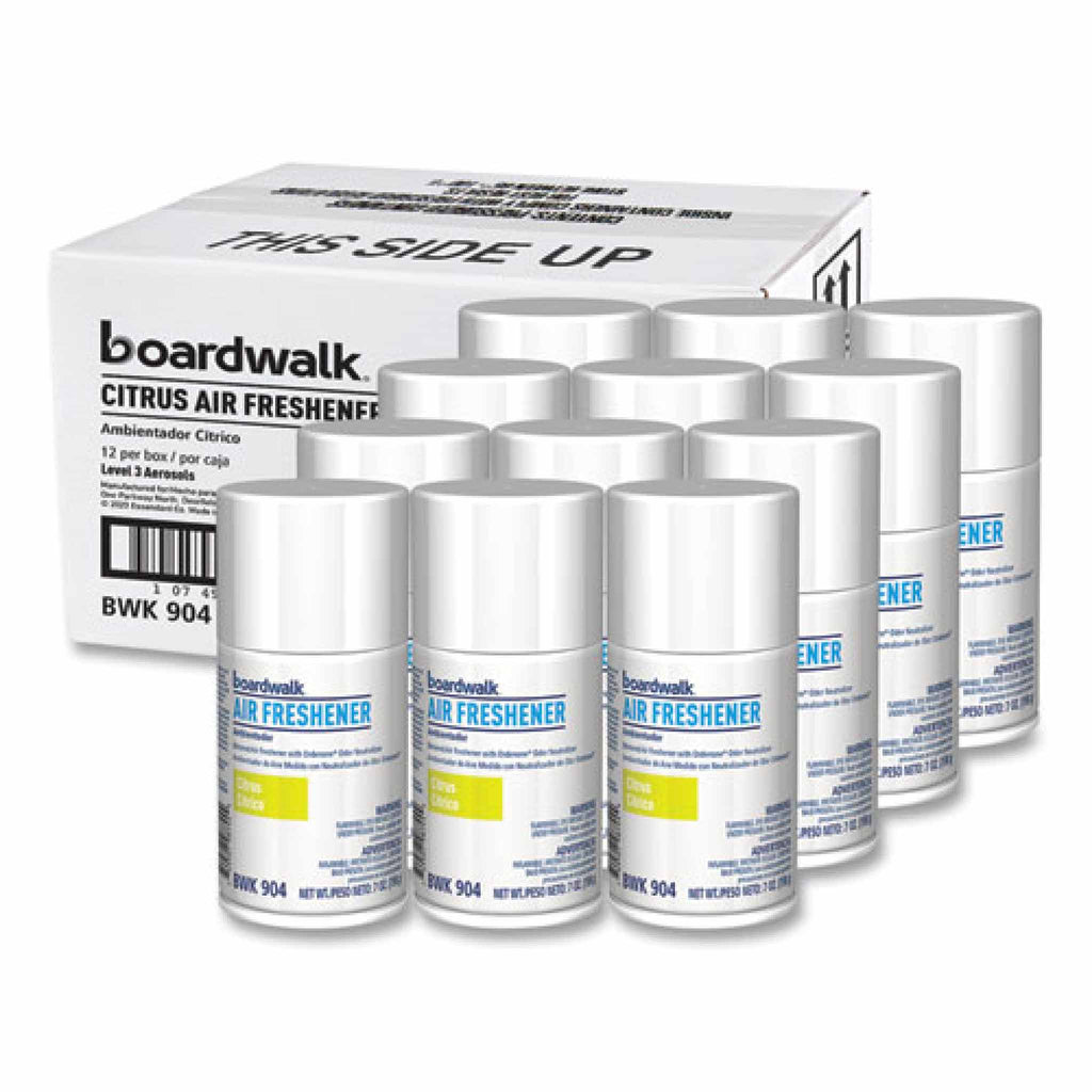 Boardwalk Metered Air Freshener Refill, Citrus Sunrise, 7 oz Aerosol Spray, 12/Carton