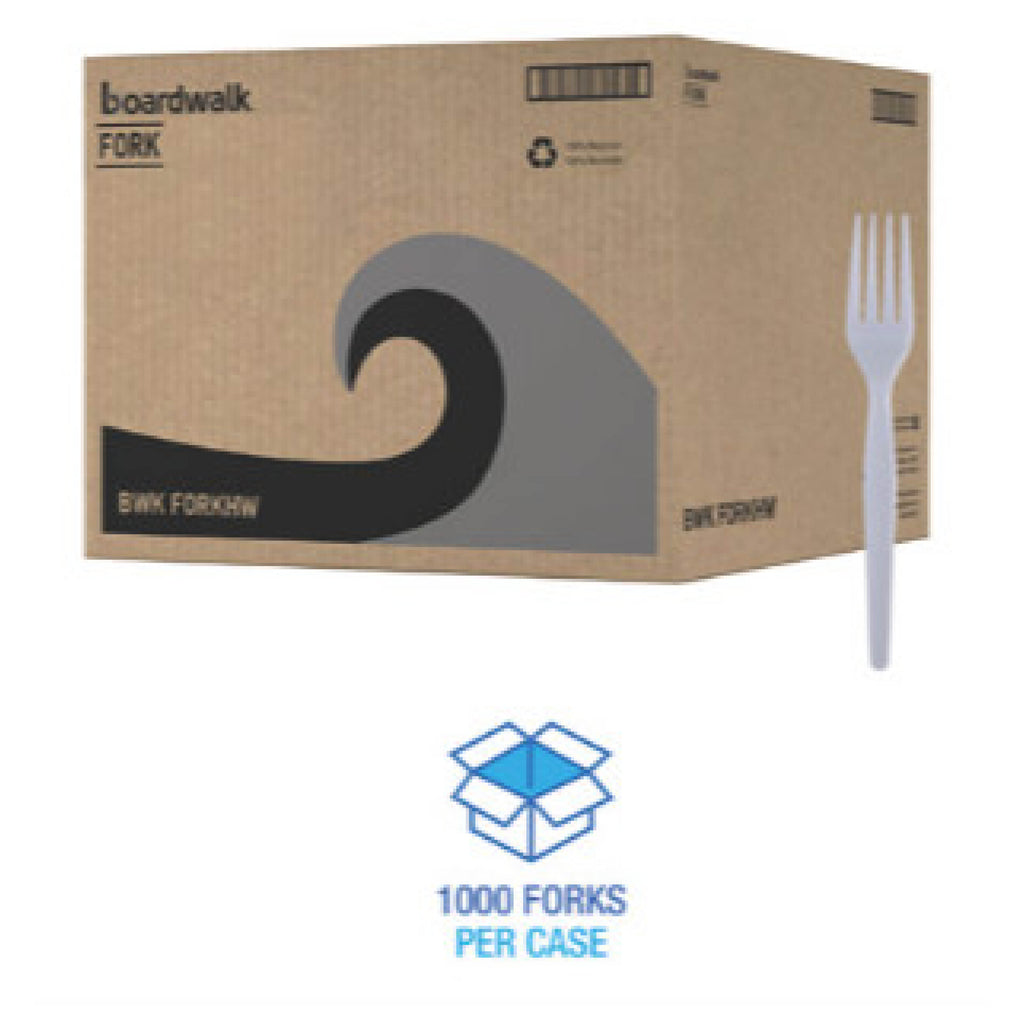 Boardwalk BWKFORKHW Heavyweight Polystyrene Fork, Plastic, White, 1,000/Carton