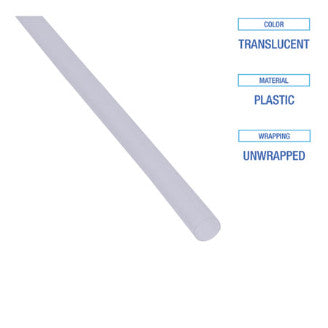 Boardwalk BWKJSTU775T50 Jumbo Straws, Unwrapped, 7.75", Plastic, Translucent, 250/Pack, 50 Packs/Carton
