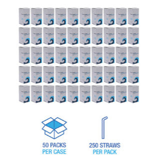 Boardwalk BWKJSTU775T50 Jumbo Straws, Unwrapped, 7.75", Plastic, Translucent, 250/Pack, 50 Packs/Carton