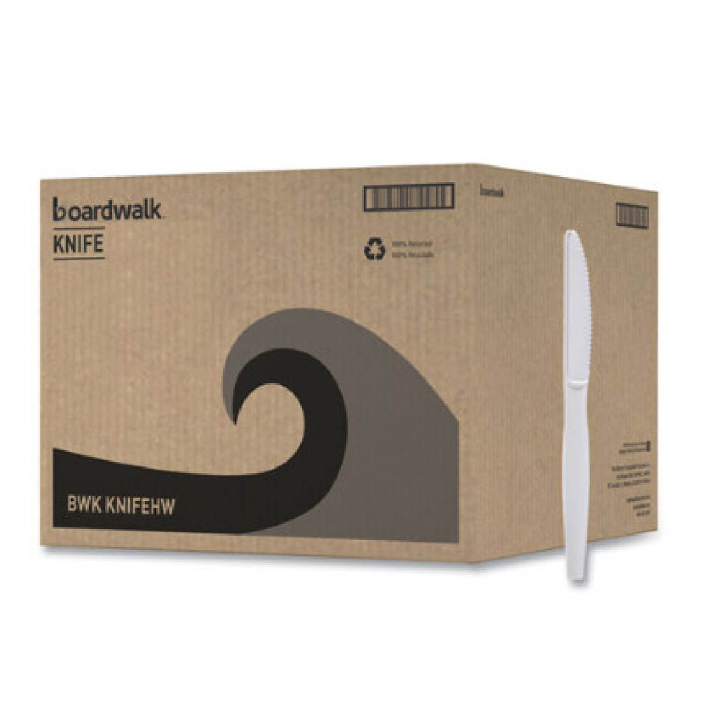 Boardwalk BWKKNIFEHW Heavyweight Polystyrene Knife, Plastic, White, 1,000/Carton