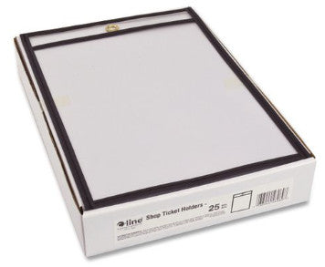 C-Line CLI46058 Stitched Shop Ticket Holders, Super Heavy-Duty, Top Load, 5" x 8" Insert, Clear Front, Black Border, 25/Box
