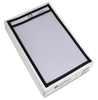 C-Line CLI46058 Stitched Shop Ticket Holders, Super Heavy-Duty, Top Load, 5" x 8" Insert, Clear Front, Black Border, 25/Box