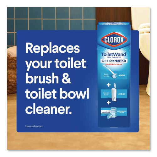 Clorox ToiletWand Toilet Cleaning Refills, Toilet Cleaning Scrubbing Pads, Blue/White, 10/Pack, 6 Packs/Carton