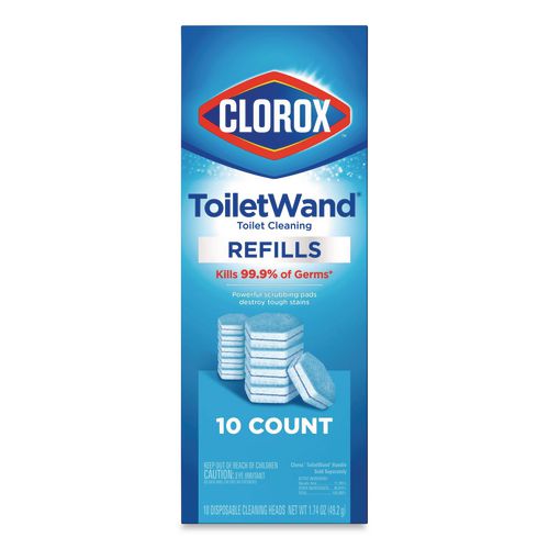 Clorox ToiletWand Toilet Cleaning Refills, Toilet Cleaning Scrubbing Pads, Blue/White, 10/Pack, 6 Packs/Carton