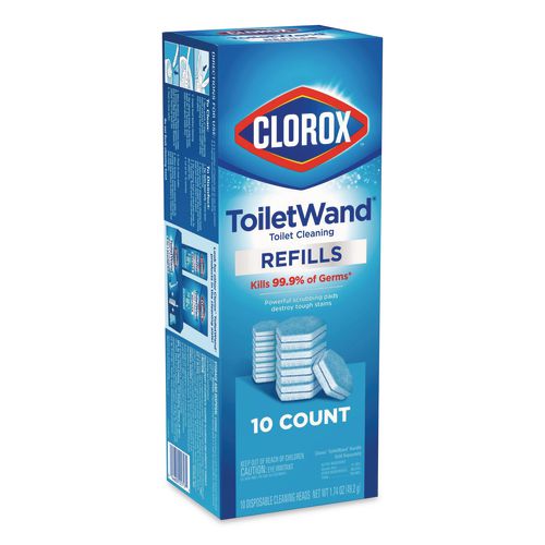 Clorox ToiletWand Toilet Cleaning Refills, Toilet Cleaning Scrubbing Pads, Blue/White, 10/Pack, 6 Packs/Carton