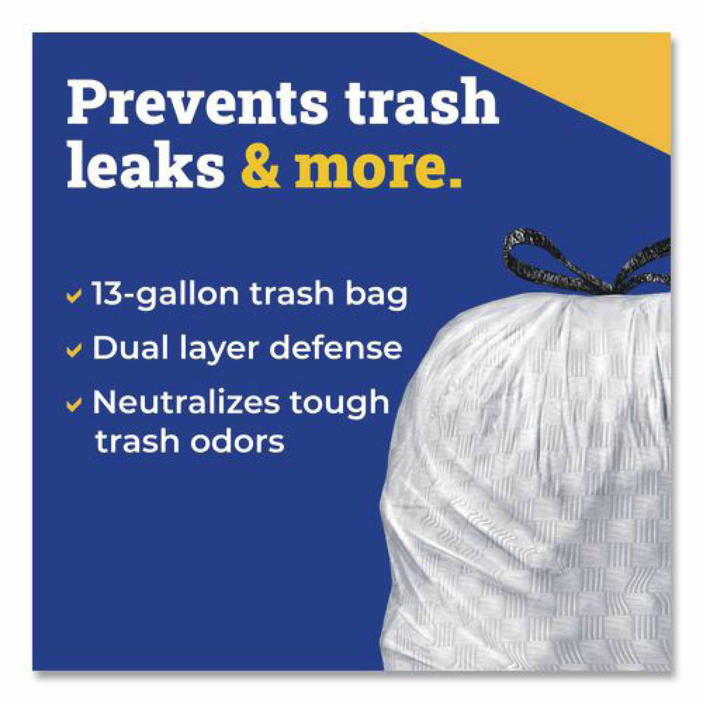 Glad CloroxPro ForceFlex Tall Kitchen Drawstring Trash Bags, 13 gal, 23.75 x 24.88, Gray, 100/Box