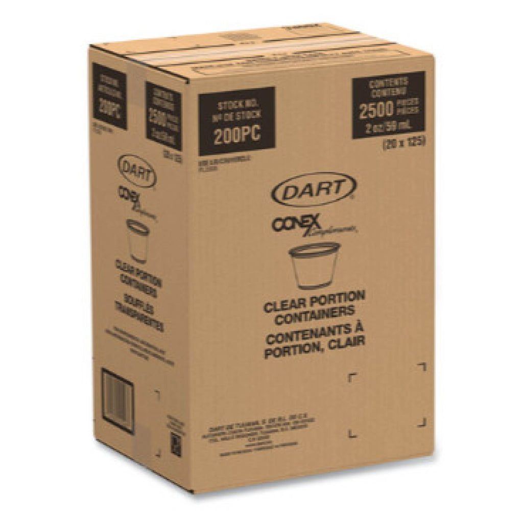 Dart DCC200PC Portion Cup, 2 oz, Clear Plastic, 125/Bag, 20 Bags/Carton