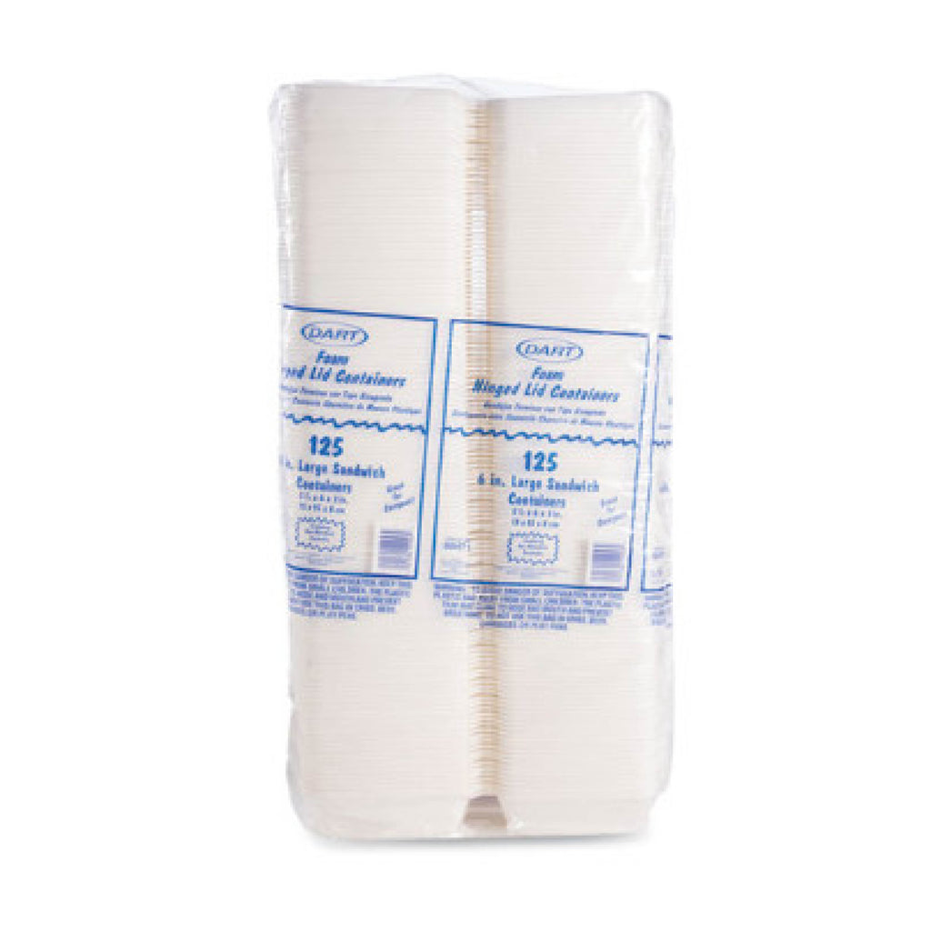 Dart DCC60HT1 Foam Hinged Lid Container, 6 x 5.78 x 3, White, 500/Carton