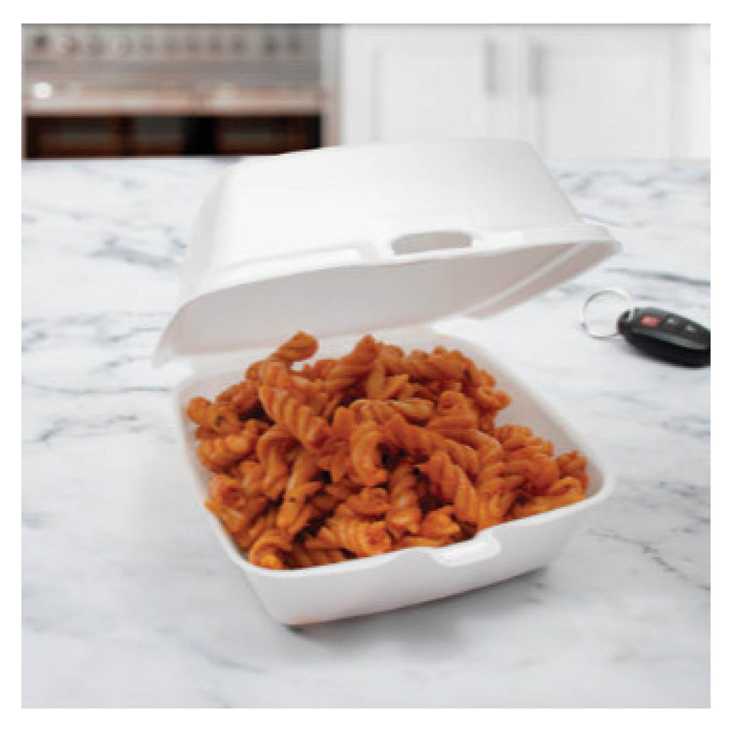 Dart DCC60HT1 Foam Hinged Lid Container, 6 x 5.78 x 3, White, 500/Carton