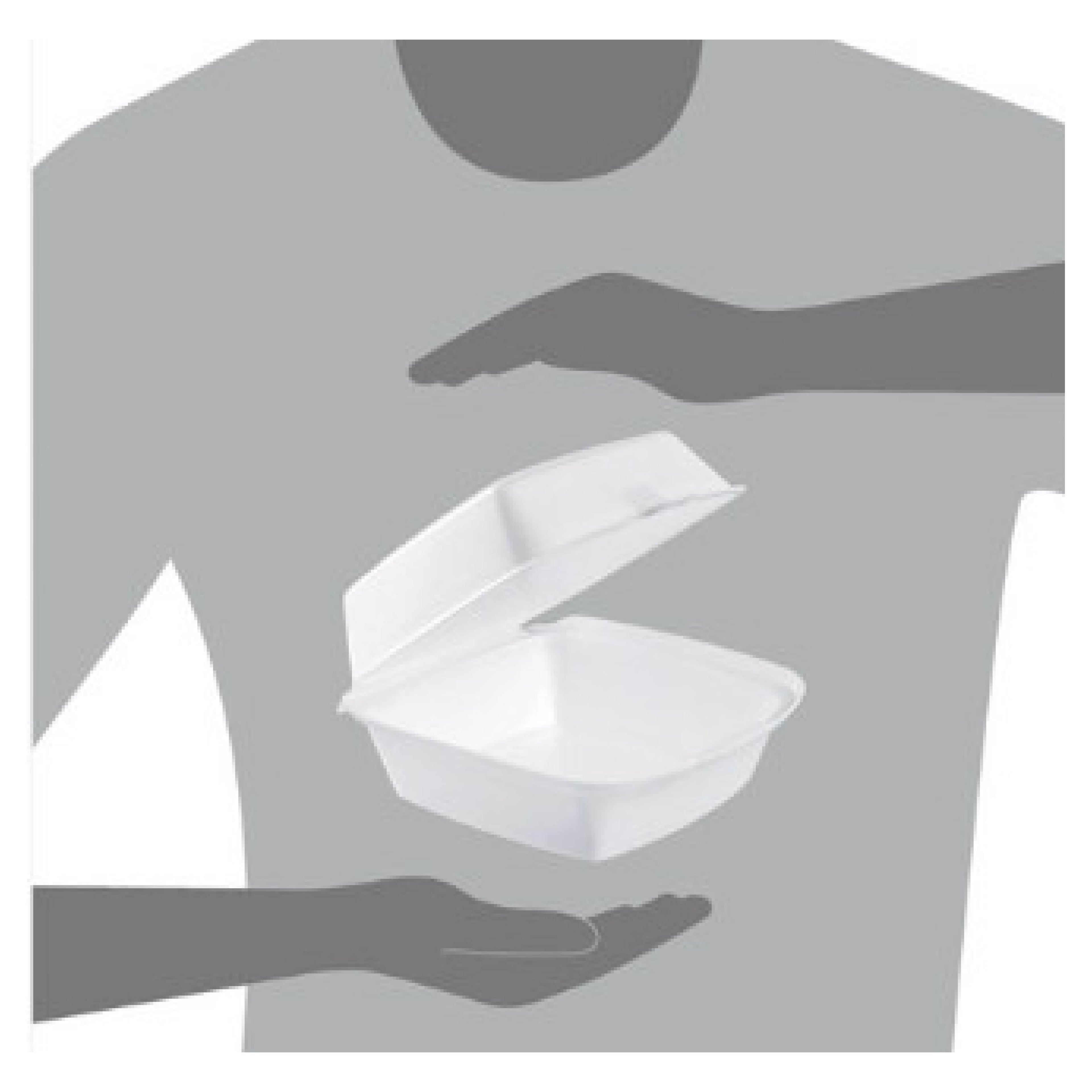 Dart DCC60HT1 Foam Hinged Lid Container, 6 x 5.78 x 3, White, 500/Carton