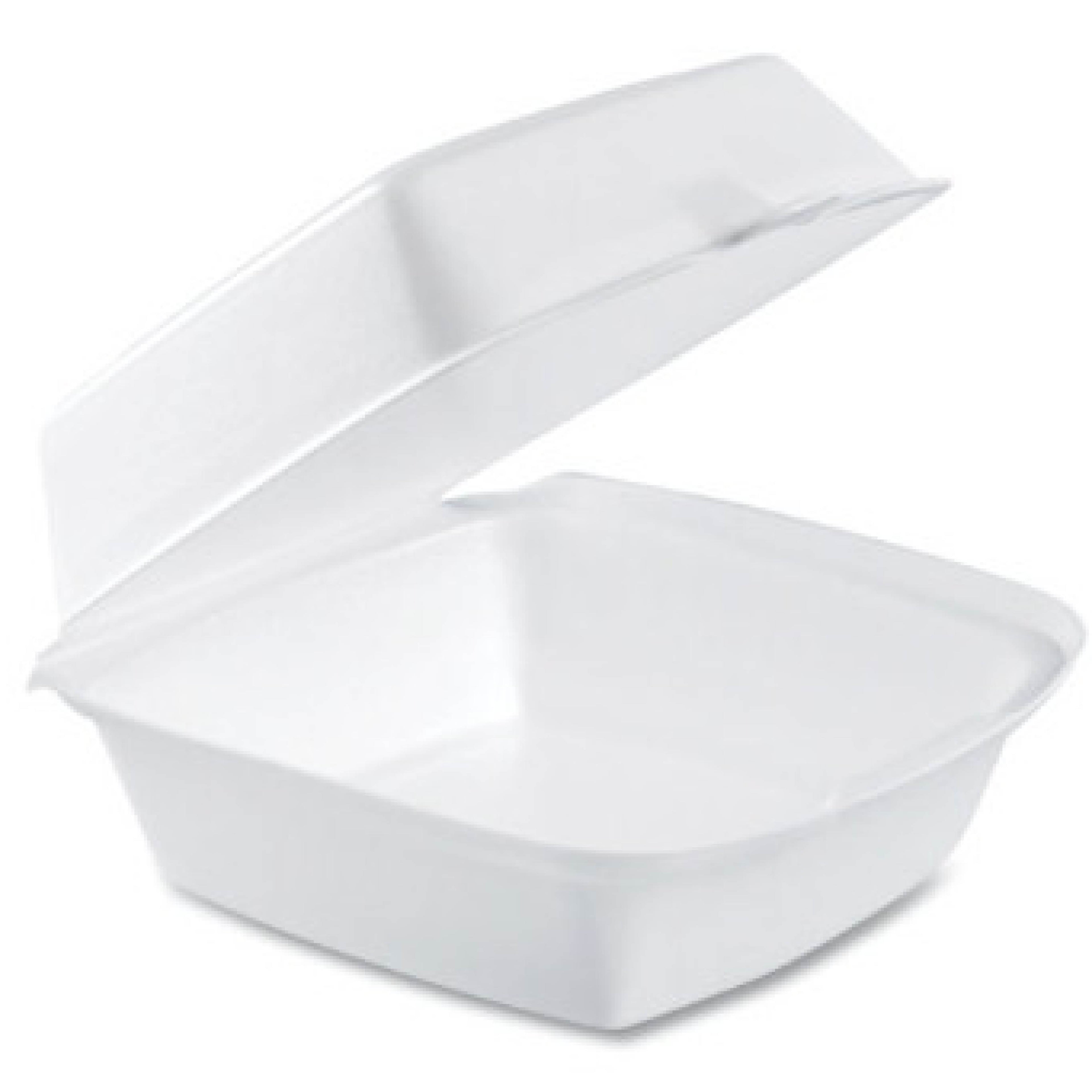 Dart DCC60HT1 Foam Hinged Lid Container, 6 x 5.78 x 3, White, 500/Carton