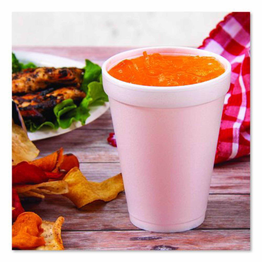 Dart Foam Drink Cups, 8 oz, White, 25/Bag, 40 Bags/Carton