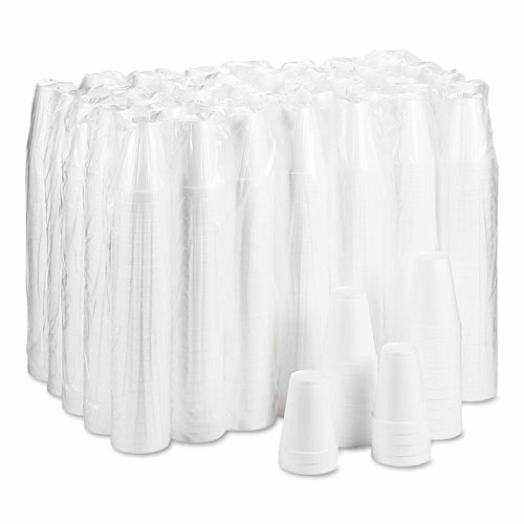 Dart Foam Drink Cups, 8 oz, White, 25/Bag, 40 Bags/Carton