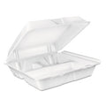Dart DCC90HT3R Foam Hinged Lid Container, 3-Compartment, 9 x 9.4 x 3, White, 200/Carton