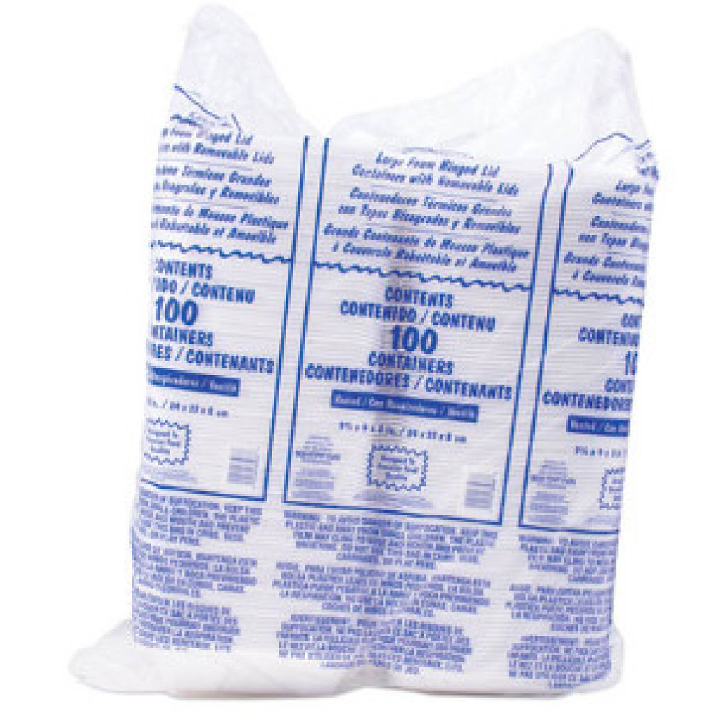 Dart DCC90HTPF1VR Foam Hinged Lid Container, 9-3/8 x 9 x 3, White, 1-Compartment, Vented, 200/Case