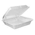 Dart DCC90HTPF1VR Foam Hinged Lid Container, 9-3/8 x 9 x 3, White, 1-Compartment, Vented, 200/Case