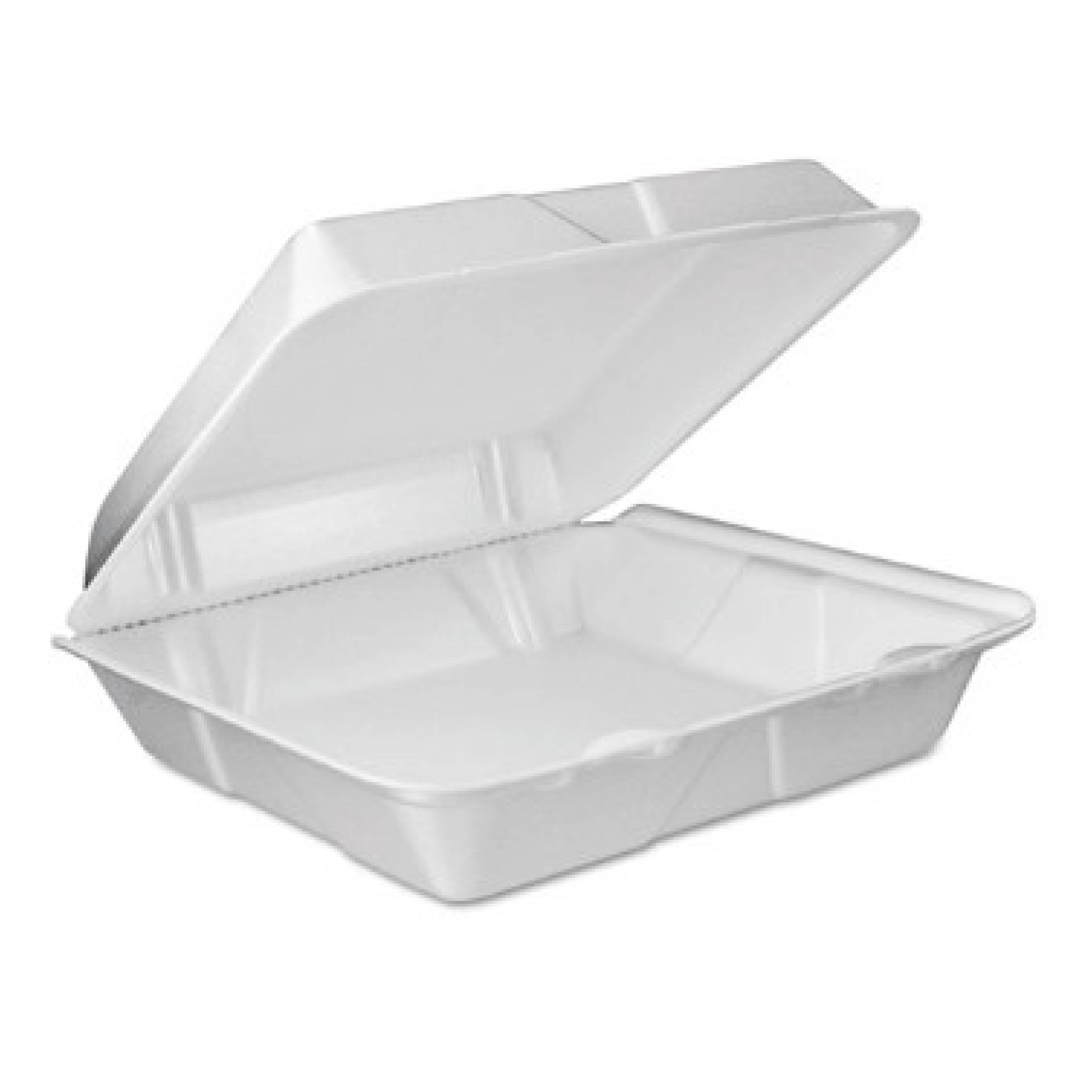 Dart DCC90HTPF1VR Foam Hinged Lid Container, 9-3/8 x 9 x 3, White, 1-Compartment, Vented, 200/Case