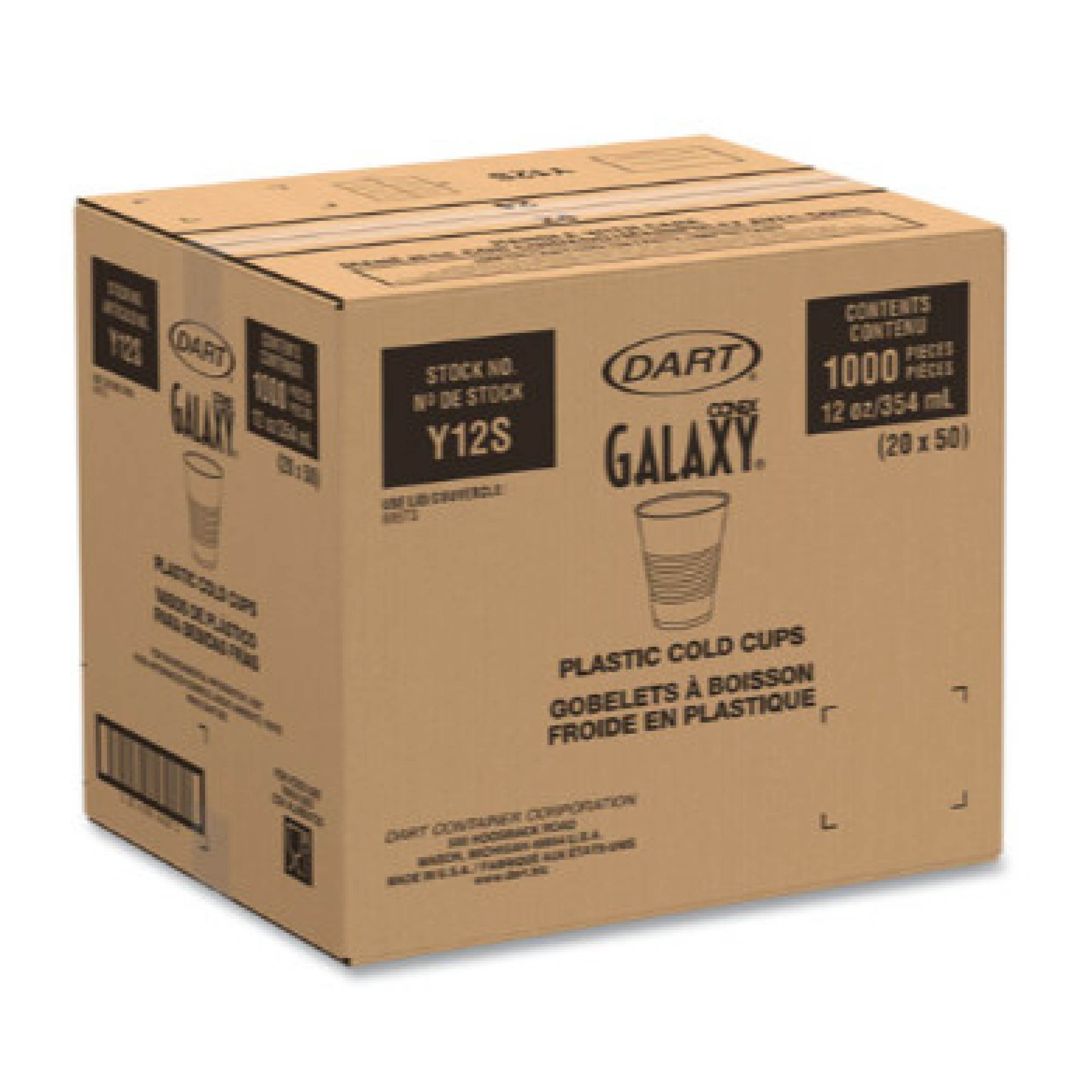 Dart DCCY12S High-Impact Polystyrene Squat Cold Cup, 12 oz, Translucent, 1000/Carton
