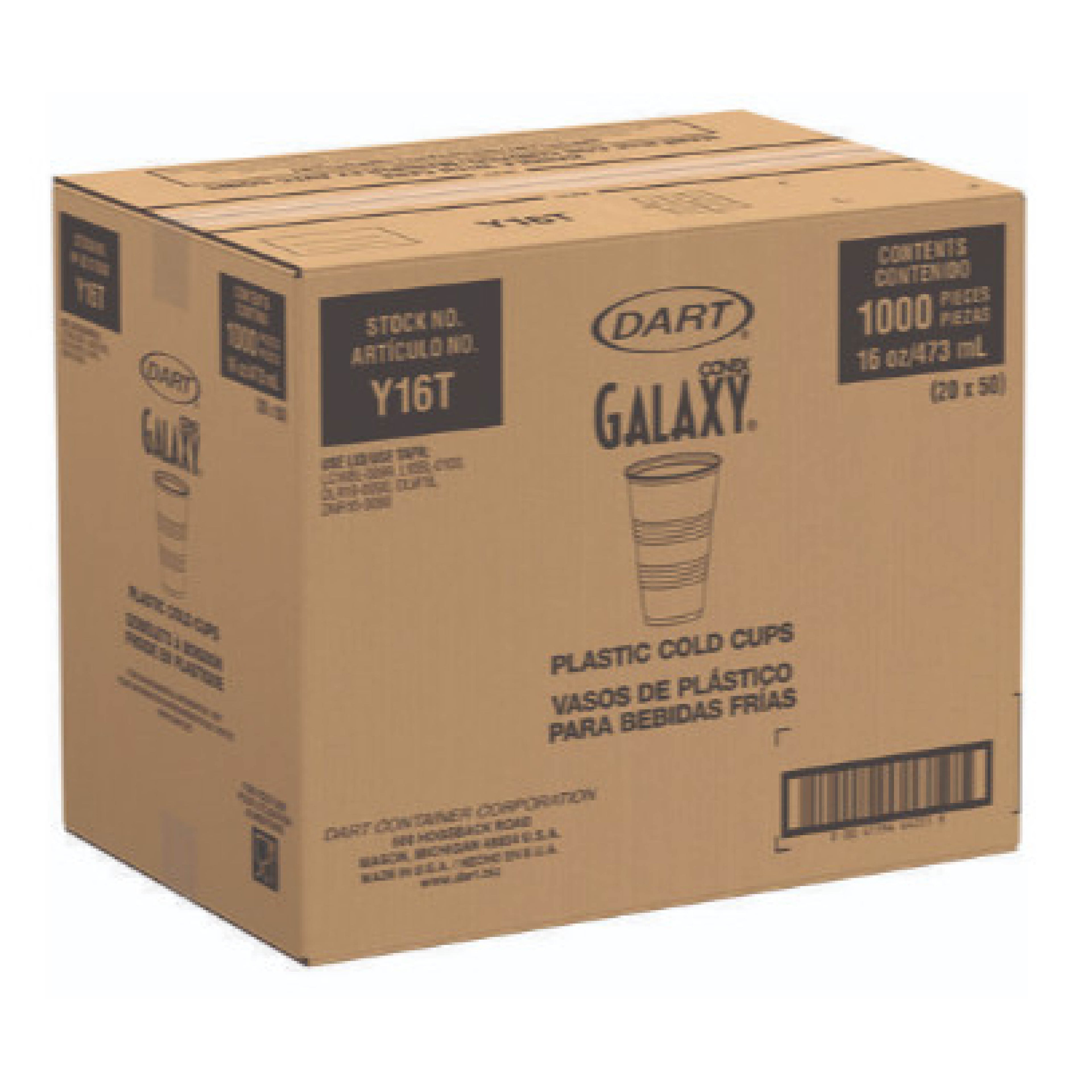 Dart DCCY16T High-Impact Polystyrene Cold Cup, 16 oz, Translucent, 1000/Carton