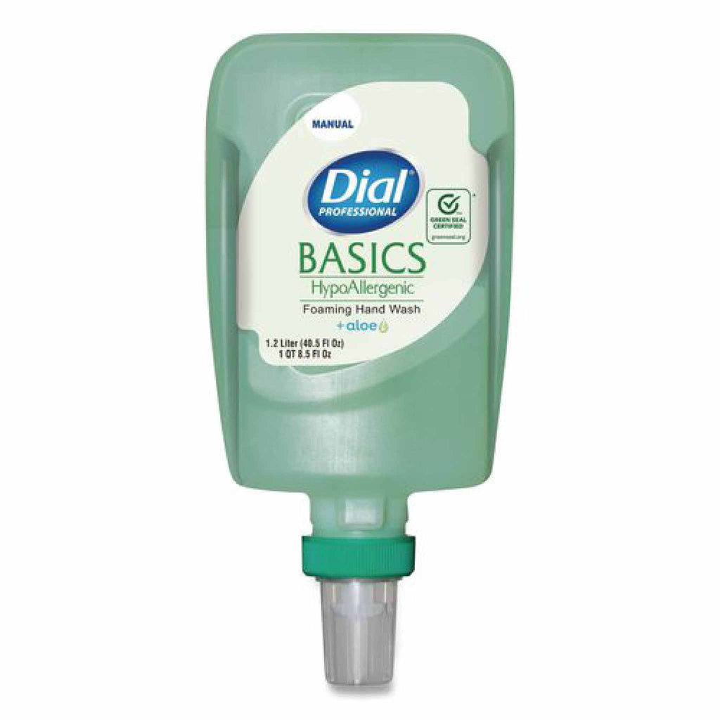 Dial Basics Hypoallergenic Foaming Hand Wash Refill for FIT Manual Dispenser, Fresh Floral Scent, 1.2 L, 3/Carton