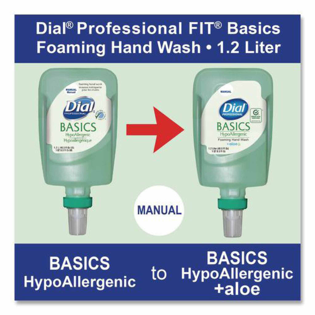 Dial Basics Hypoallergenic Foaming Hand Wash Refill for FIT Manual Dispenser, Fresh Floral Scent, 1.2 L, 3/Carton